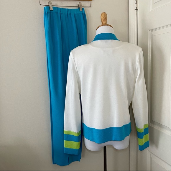 MING WANG 3 piece Color-block set: white/turquoise/lime - Picture 10 of 10